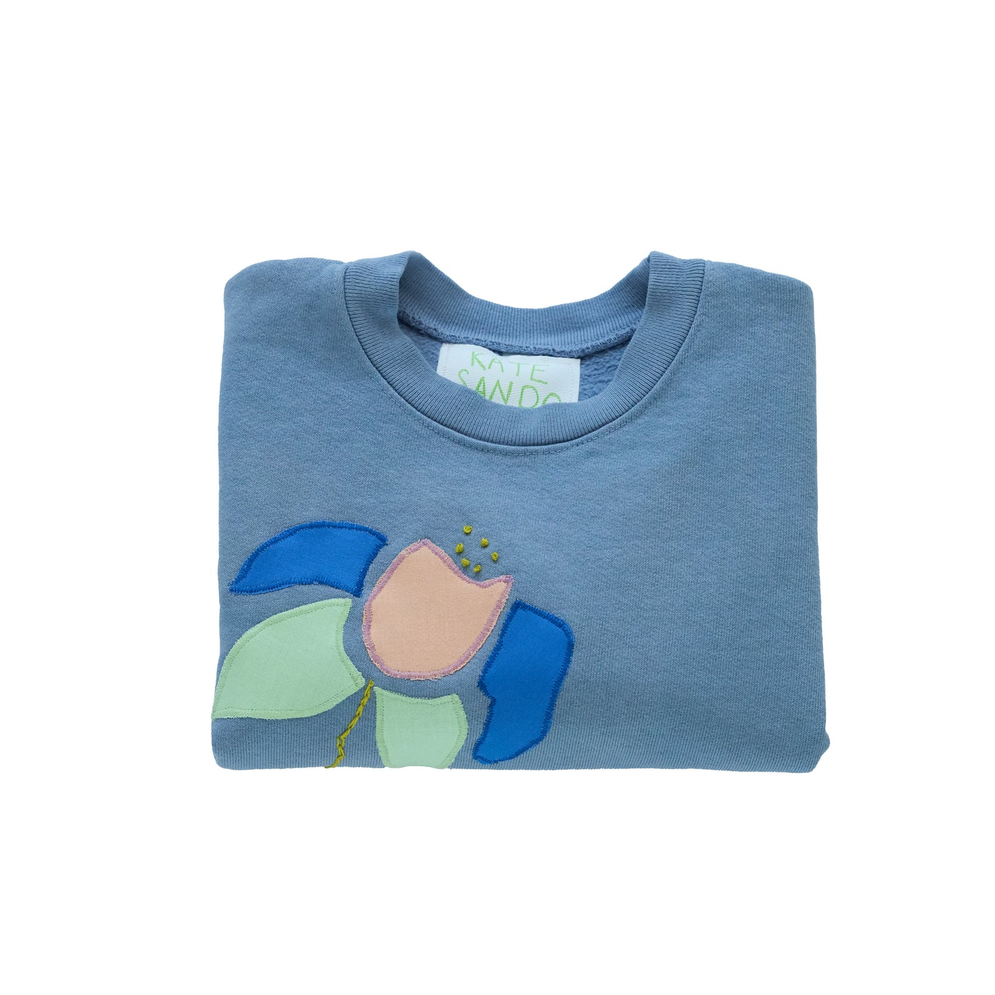 Kids Flower W/ Hand Embroidery Crewneck