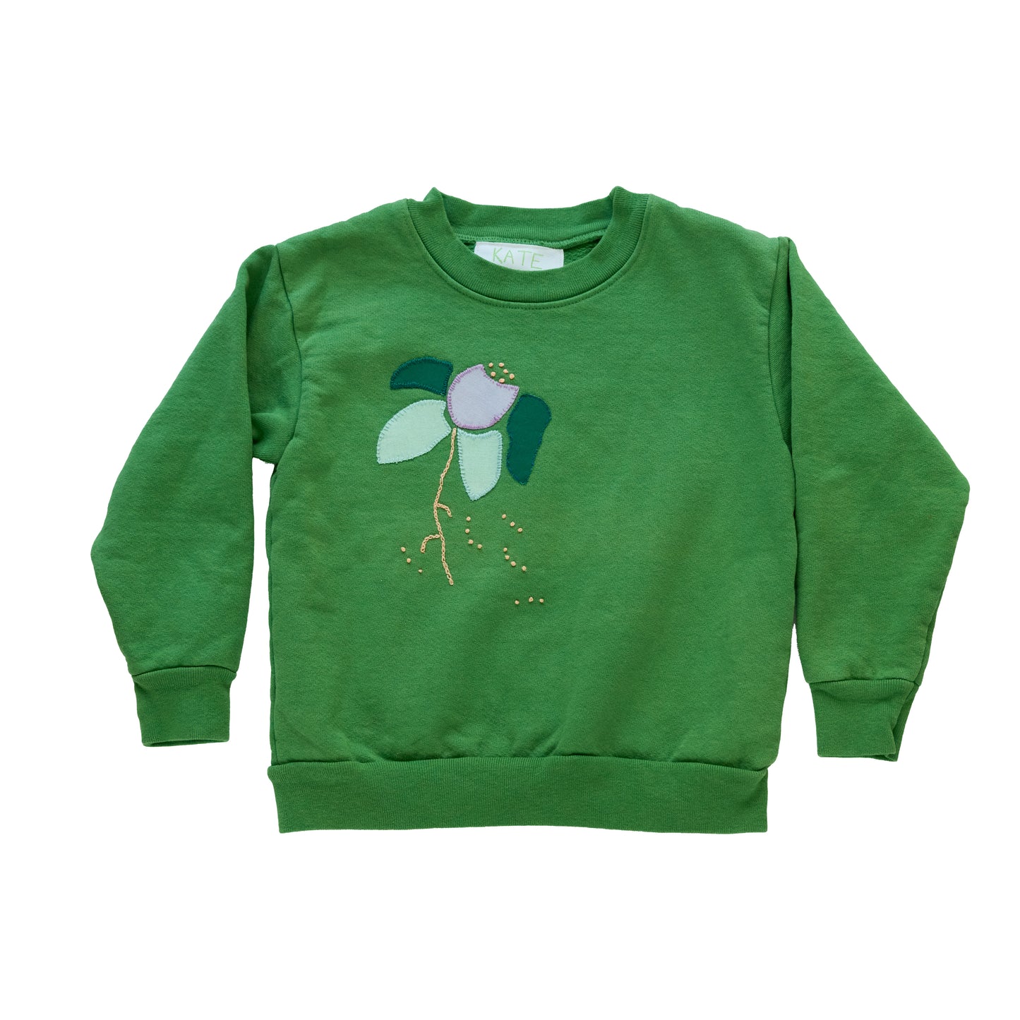 Kids Flower W/ Hand Embroidery Crewneck