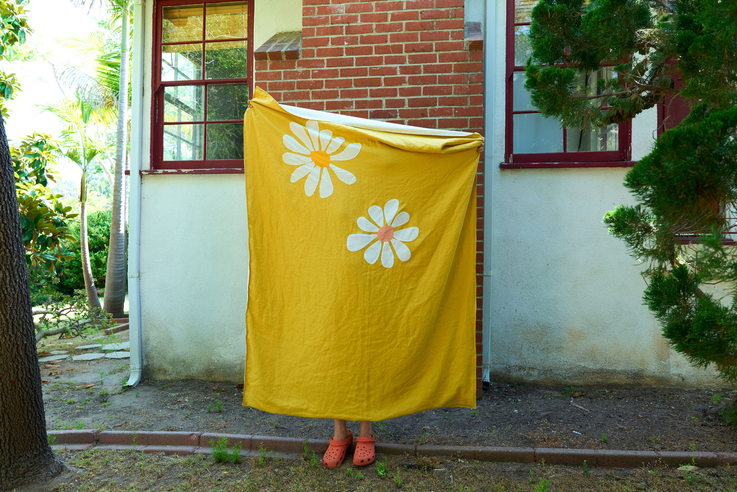Flower linen blanket