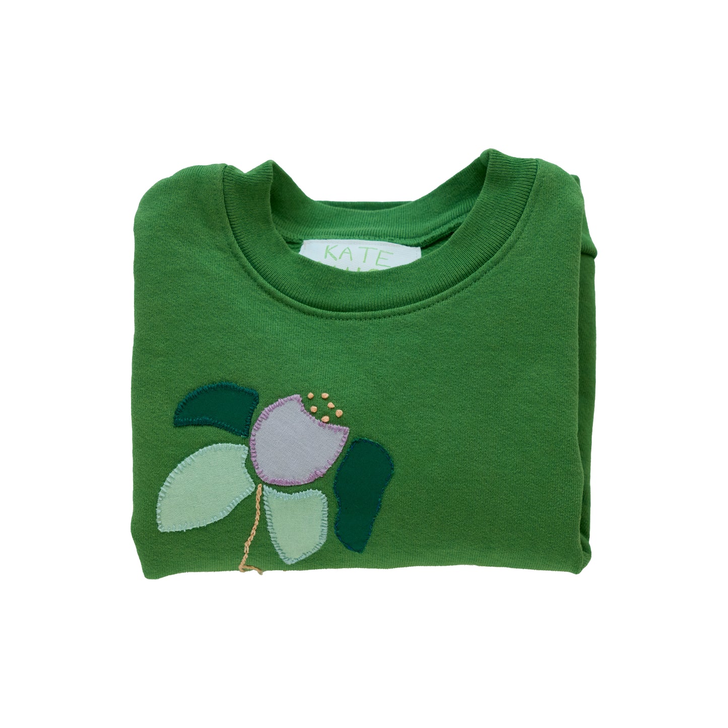 Kids Flower W/ Hand Embroidery Crewneck